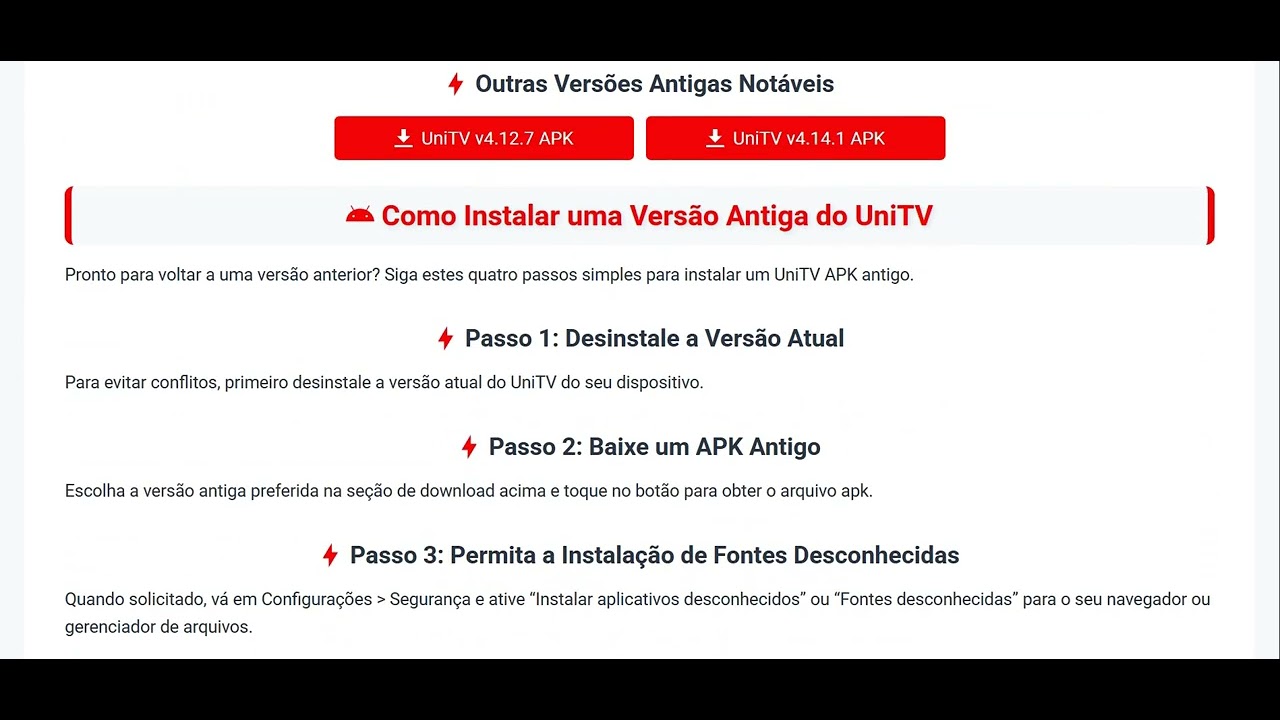 Como BAIXAR e INSTALAR Vers&otilde;es Antigas do UniTV (Conserta Travamentos!)