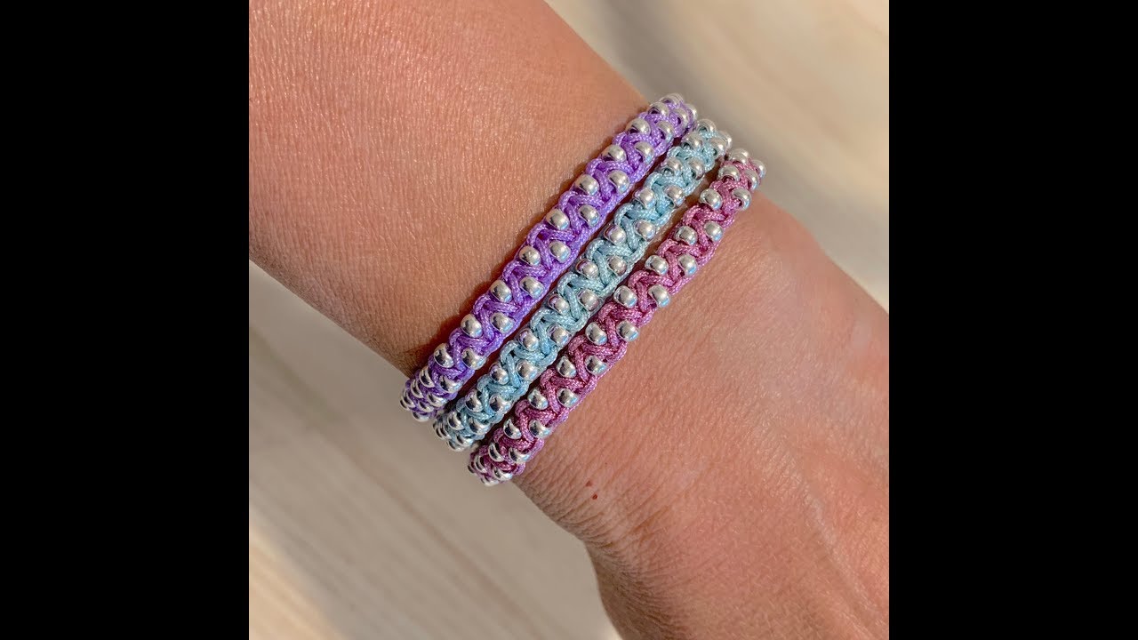 Elegance:  DIY Macrame Square Knot Bracelet with Double Beads Tutorial