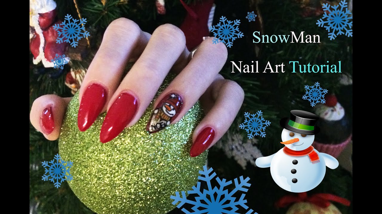 Nail Art Natalizia pupazzo di neve - snowman tutorial