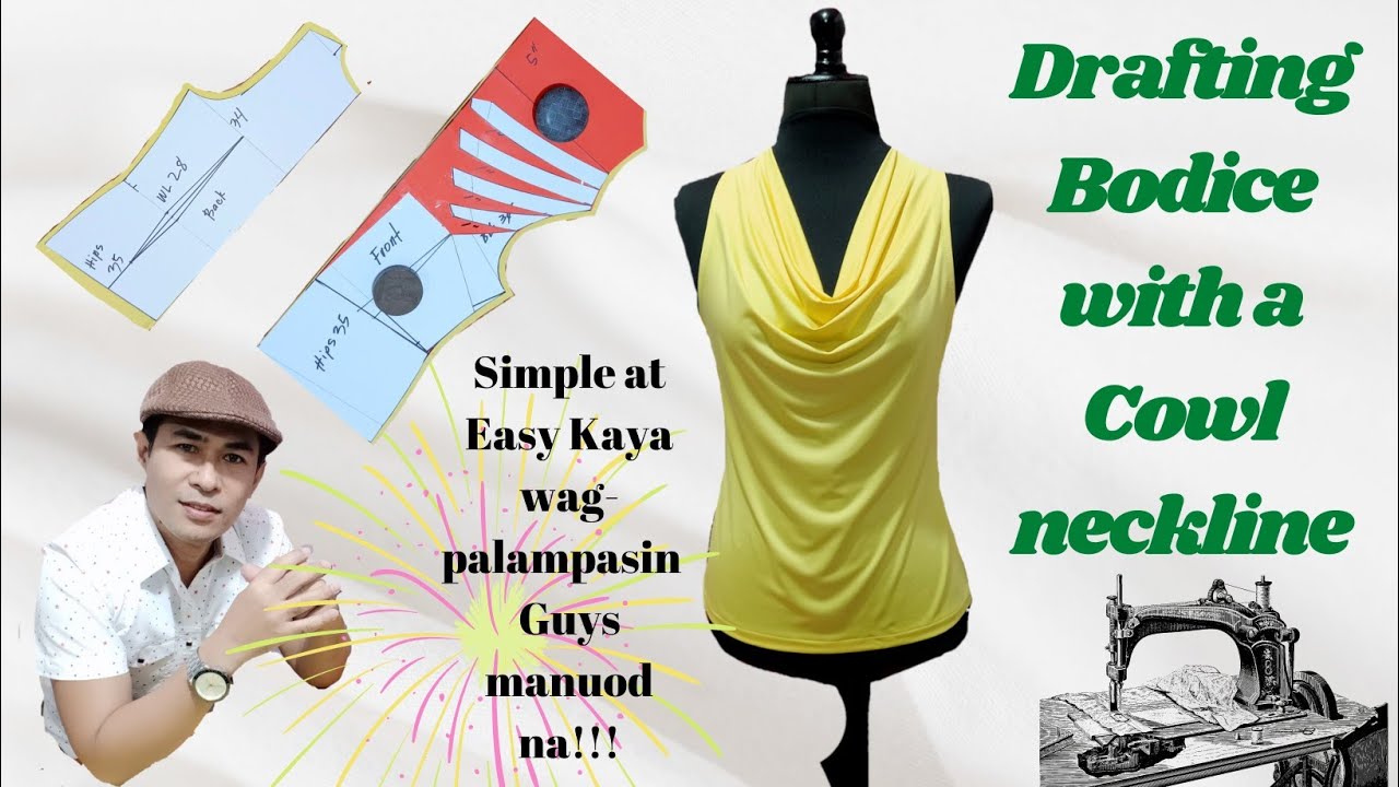 HOW TO DRAFT A COWL NECK DESIGN/ Tutorial for Pattern making...