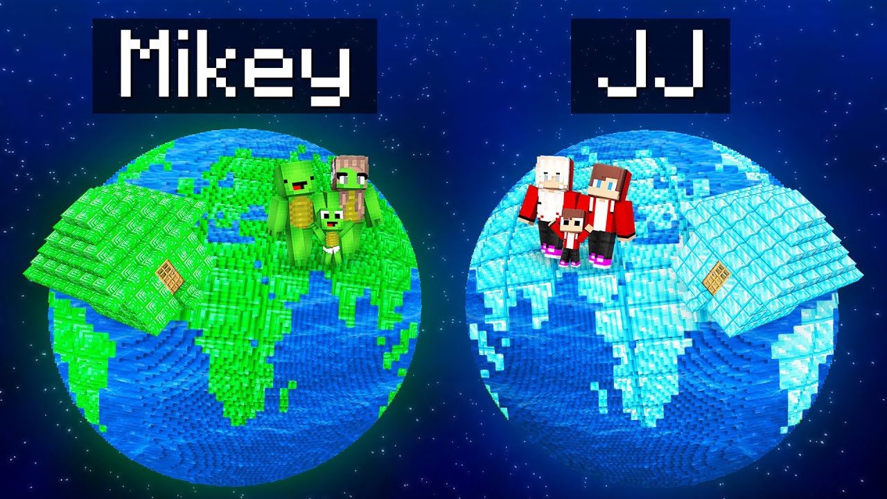 Mikey Family EMERALD vs JJ Family DIAMOND Planet Battle in Minecraft (Maizen)