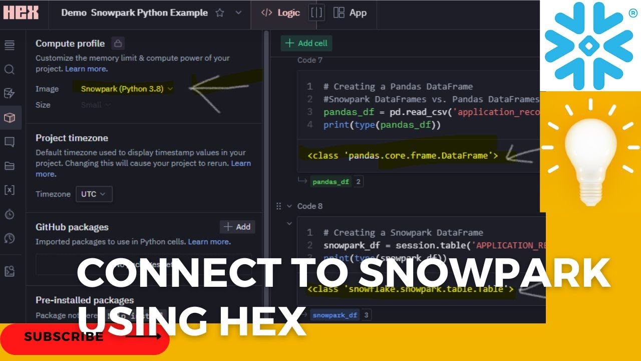 CONNECT TO SNOWPARK USING HEX|SNOWPARK |SNOWFLAKE