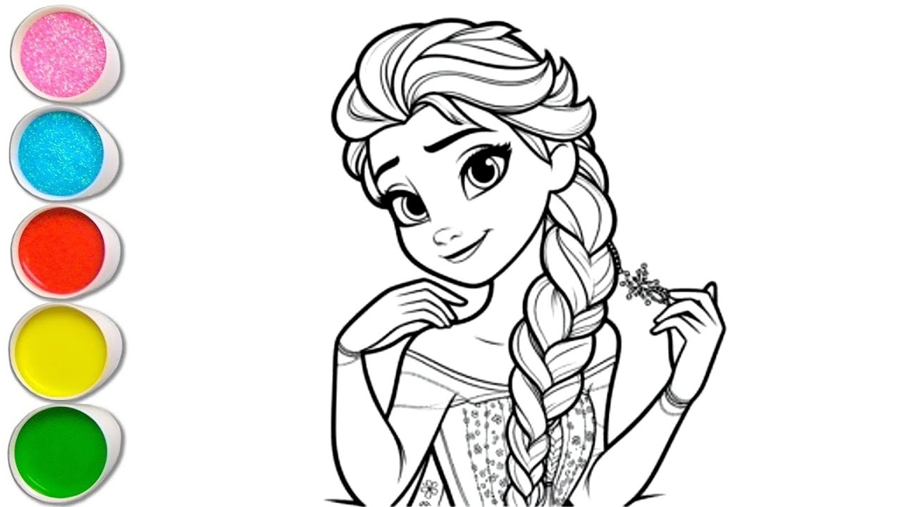 Cute Elsa Frozen Drawing for kids, Painting & Coloring for kids, Toddlers | Let's Draw Together