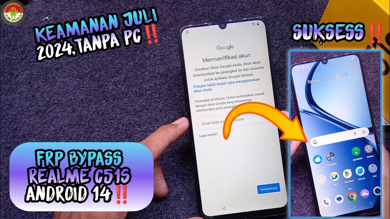FRP BYPASS REALME C51s ANDROID 14 KEAMANAN JULI 2024,TANPA PC‼️