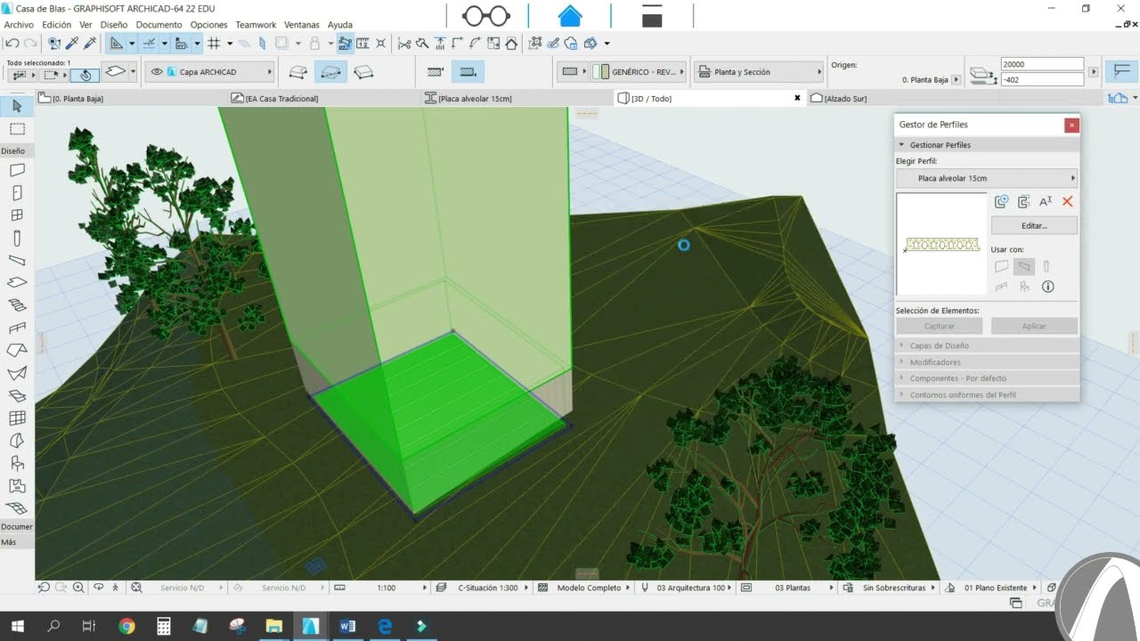 🟦ArchiCAD 2023 / Planta Baja Excavación de Terreno, Creación de Losas y Muros
