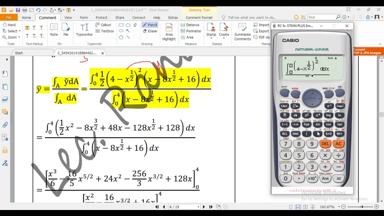 Centroid_ how to find definite integration by scientific calculator