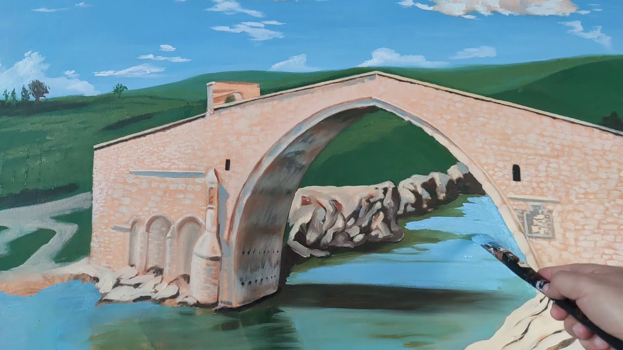 Malabadi Köprüsü - yağlı boya peyzaj 