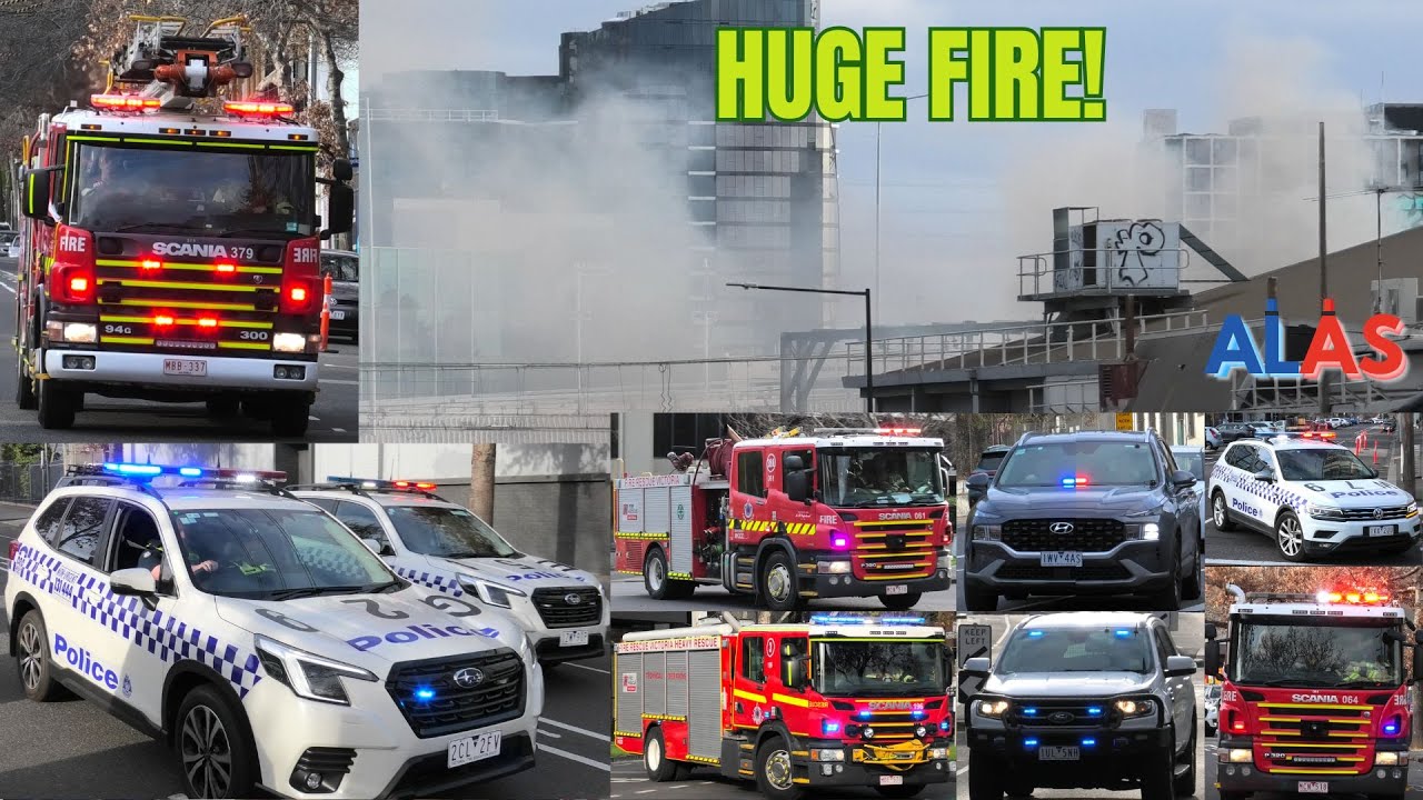 *EARLY ARRIVAL* FRV Crews Respond to Large Shed Fire in West Melbourne [+ NEW VICPOL Subaru] | AL&S