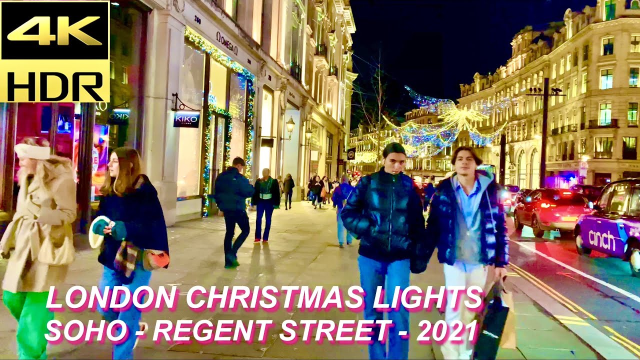 London Regent Street - Christmas Lights 2021 ✨ Midnight Walk - Part 1  [4K HDR]