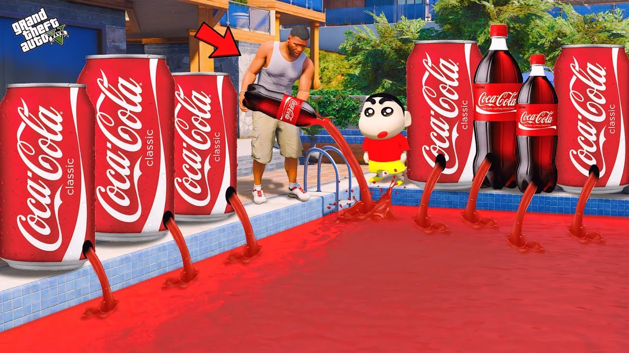 Shinchan & Franklin Make a Swimming Pool Into Coca Cola Pool in Gta 5!