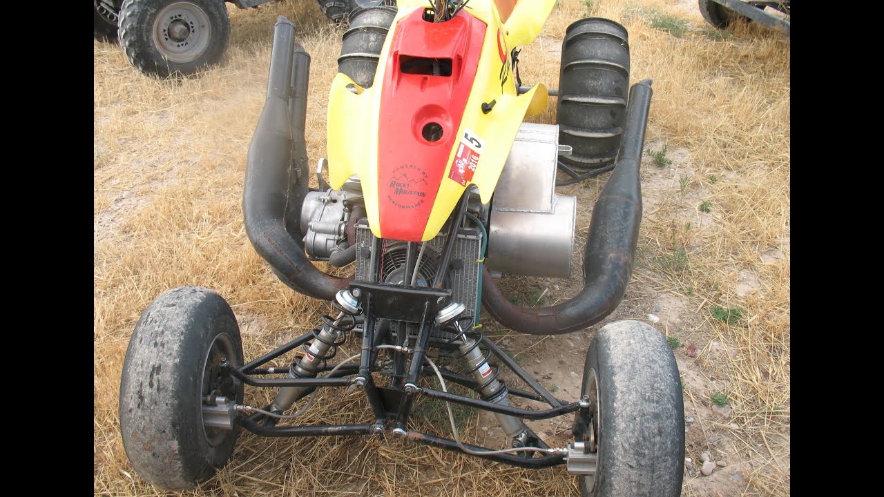 Polaris triple Cylinder snowmobile engine in an ATV drag racing amazing Sound