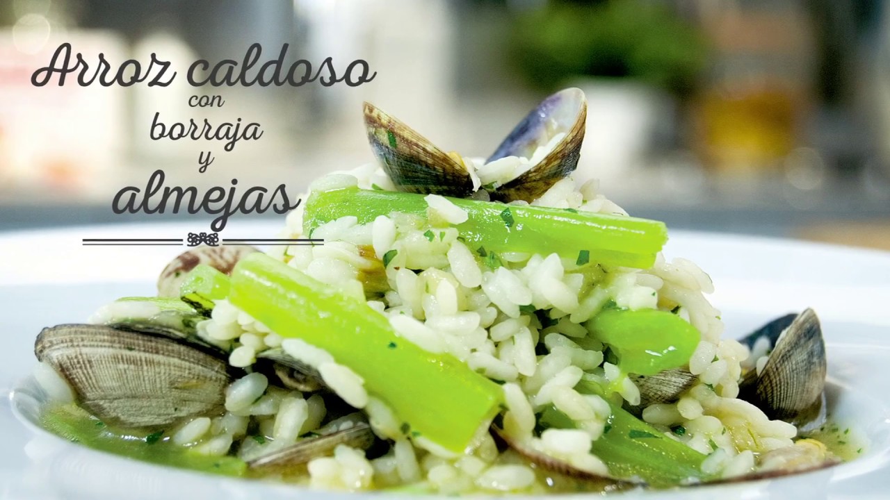 Arroz caldoso de borrajas con almejas