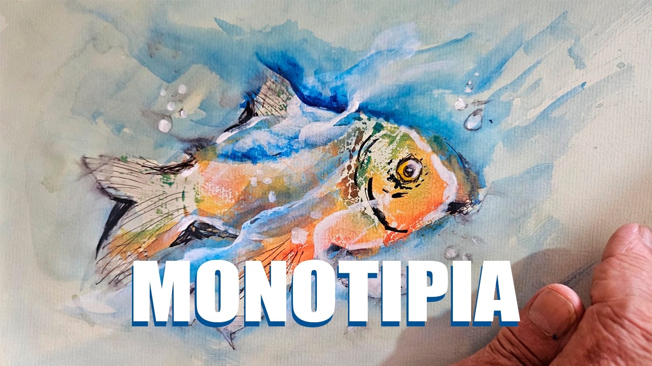 Pintando um peixe em aquarela