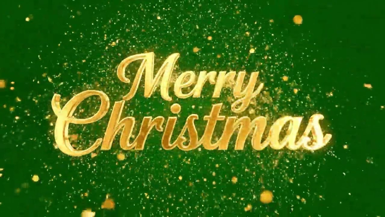 Merry Christmas Text Animation &ndash; Golden Spark Particle Effect | Green Screen Loop 02