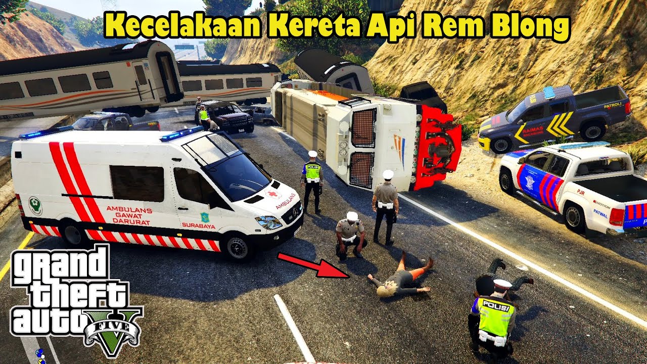 Итак, машинисту не повезло, и тормоза отказали! GTA 5 Mod Indonesia