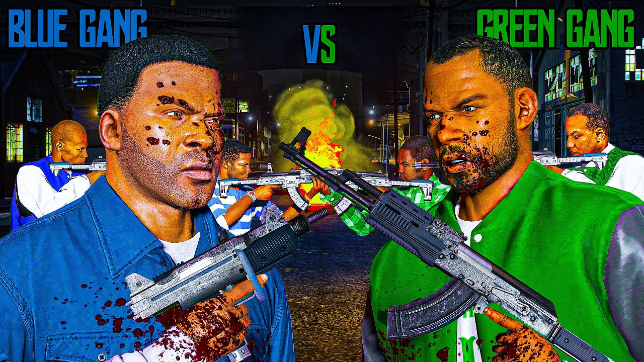 GTA 5 - Franklin&rsquo;s BLUE GANG vs GREEN GANG &ndash; WAR for Los Santos!