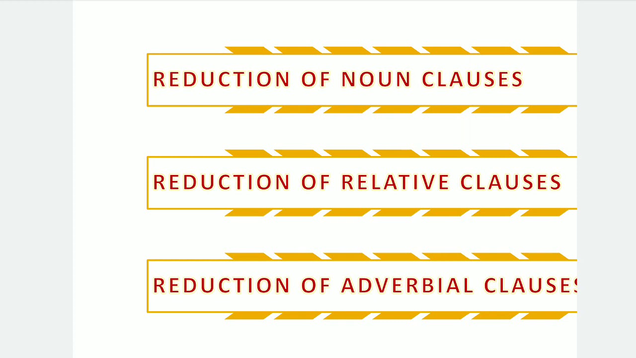 REDUCTION. Reduction of Noun Clauses. Reduction of Relative Clauses. Reduction of Adverbial Clauses.