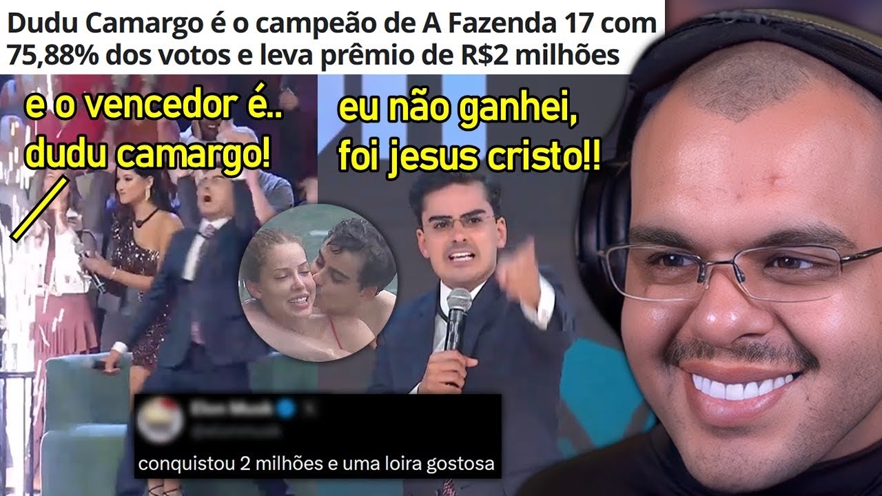 DUDU CAMARGO VENCE 'A FAZENDA 17' E SAI NAMORANDO DE REALITY