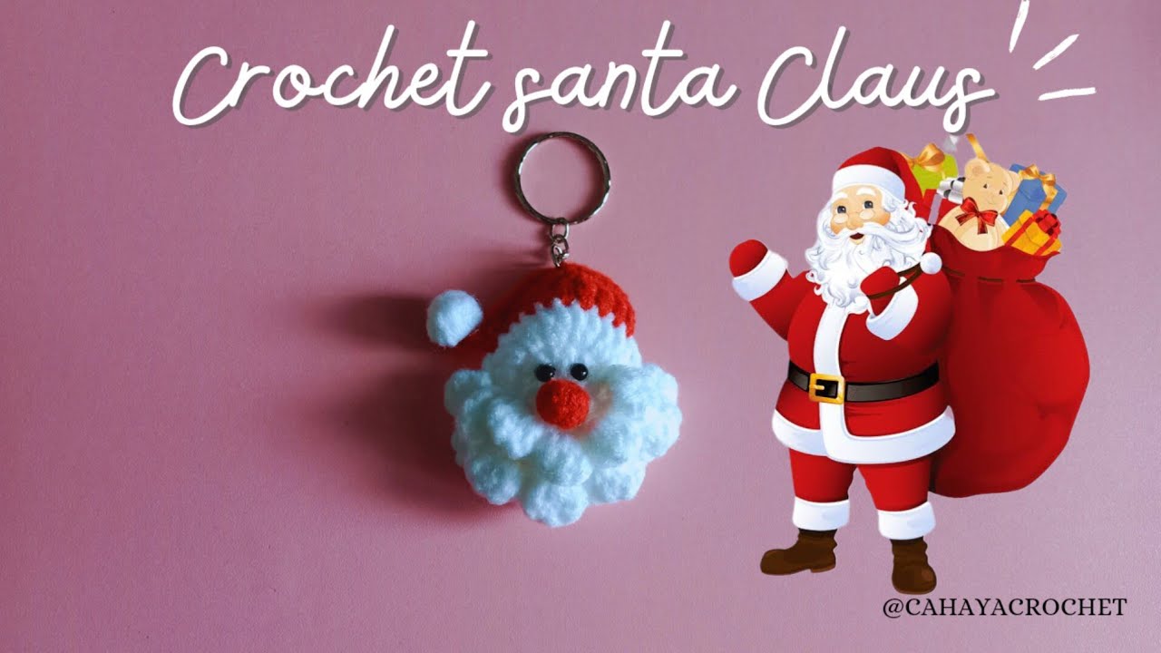 How to crochet keychain santa Claus🎅/Cara merajut gantungan kunci santa Claus