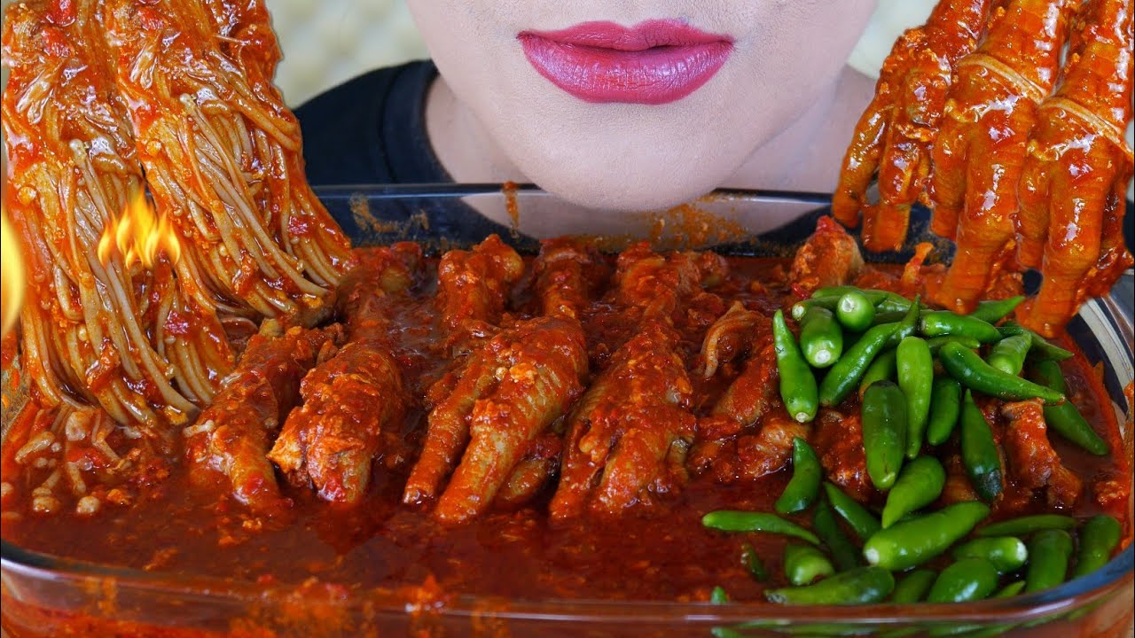 ASMR SEBLAK JAMUR ENOKI DAN CEKER PEDAS | ASMR MUKBANG INDONESIA