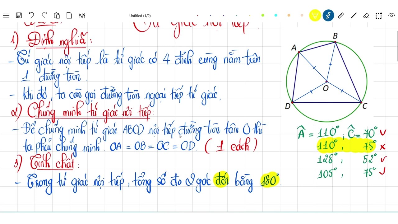 T9 - Tứ giác nội tiếp (Lí thuyết)
