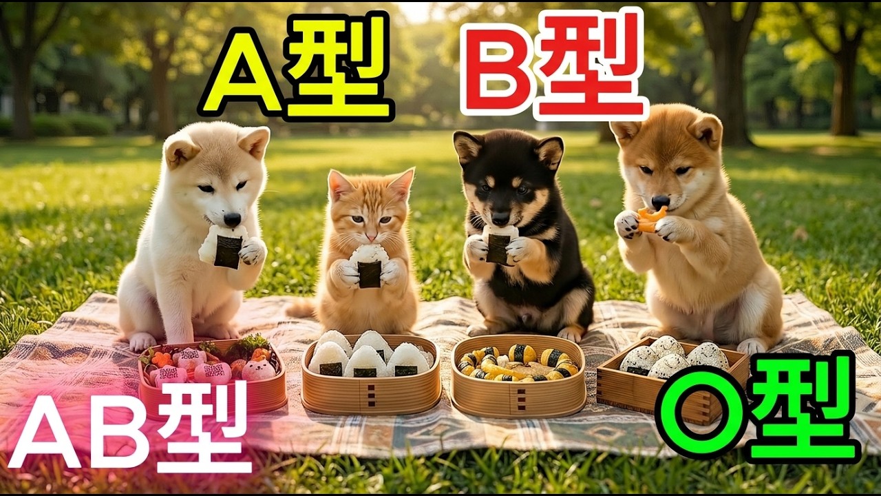 【血液型あるある】絶品おにぎりができるまで🐱🐶🍙 柴犬ファミリーと猫の共同作業に癒されるひととき｜一生懸命な姿が可愛すぎる【四季ねこ】