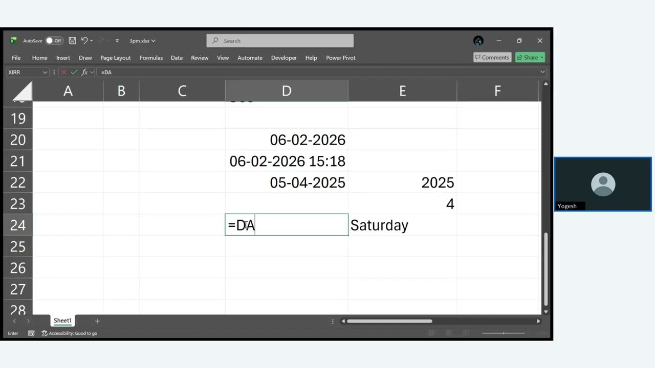 Data Analytics Course 3 PM Batch Excel Training : Session 2
