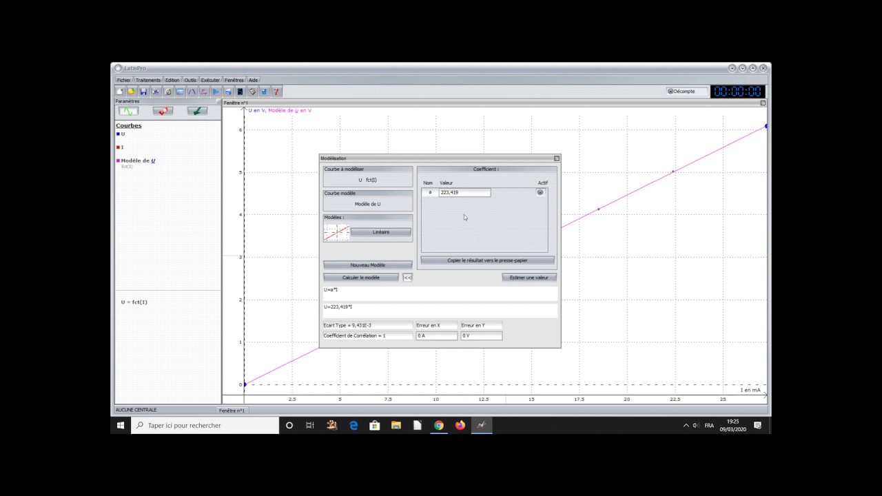 Comment utiliser Latis Pro pour tracer une courbe et la mod&eacute;liser, version 02
