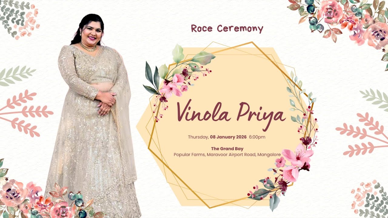 Roce Ceremony | Vinola Priya  | LIVESTREAM | Thursday, 08 January 2026 6:00pm