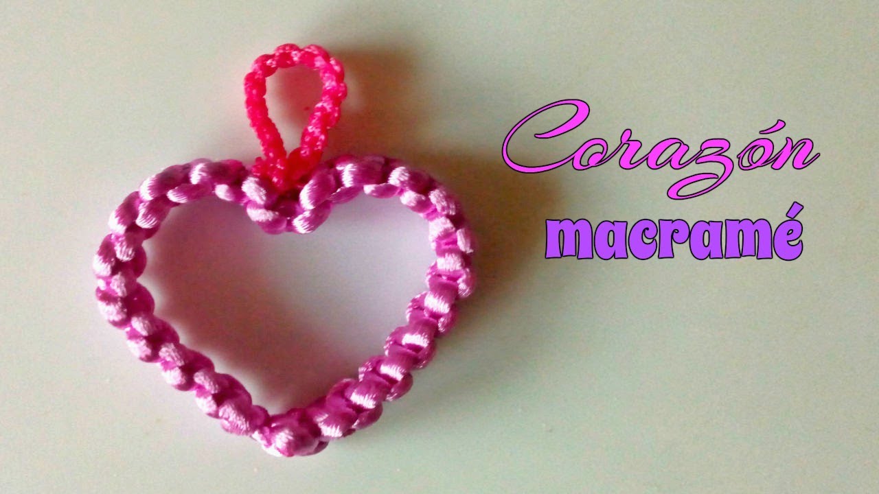 COLGANTE o LLAVERO CORAZÓN en NUDO PLANO MACRAME/paso a paso.