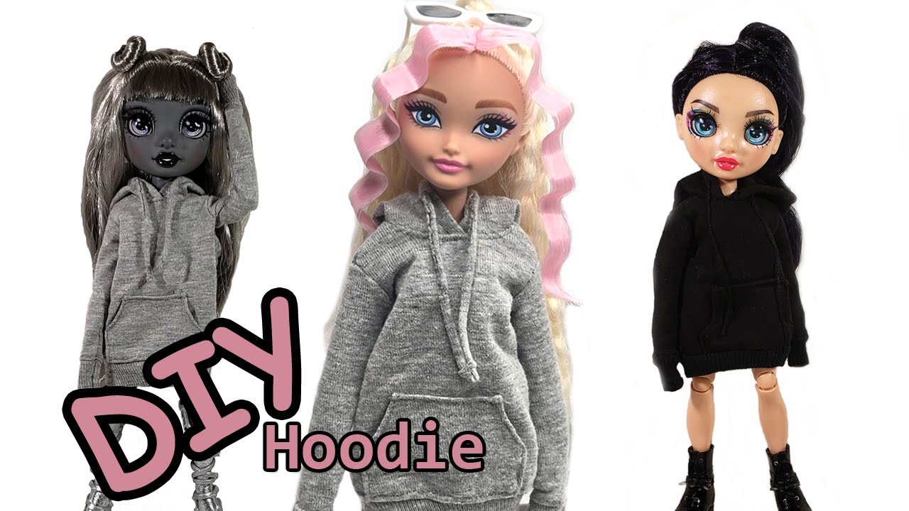 DIY Oversized Hoodie Dress For Rainbow High & Barbie Dolls! Free pattern!