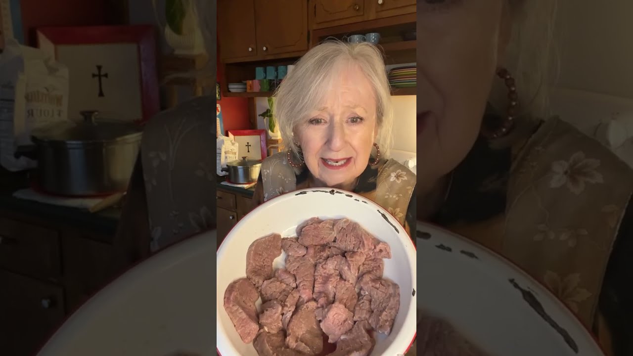 It's cubed deer steak. Cooking with Brenda Gantt