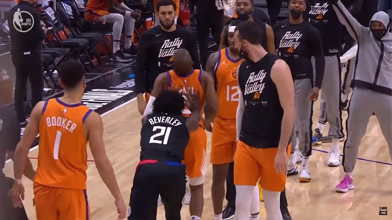 Patrick Beverley EJECTED for pushing Chris Paul in the back during timeout 😮 Suns vs Clippers Game 6