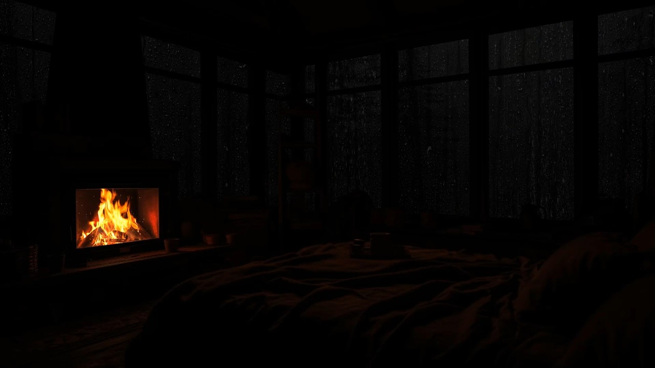 Thunderstorm,Rain & Crackling Fireplace in a Cozy Cabin🔥Perfect Ambience for Sleep & Relaxation😴