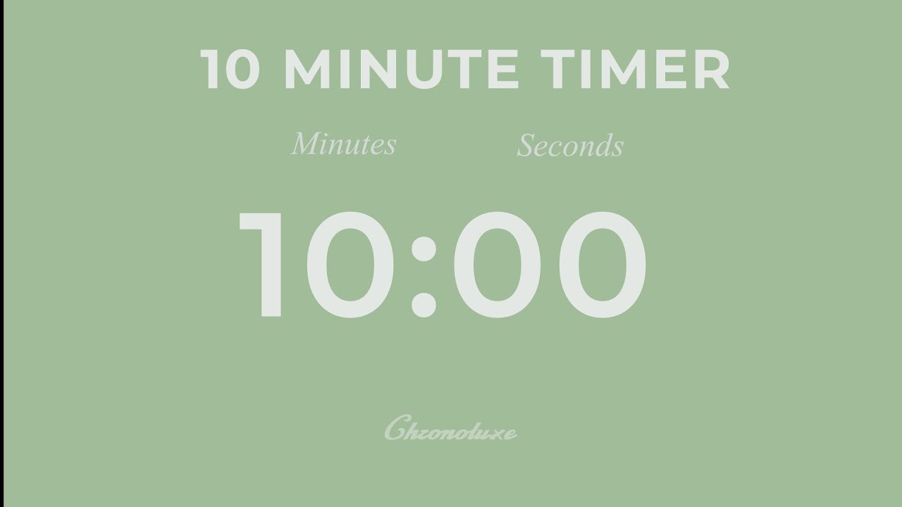 10 Minute Timer | Calm Pastel Sage Green Countdown (Bell at End) 🌿
