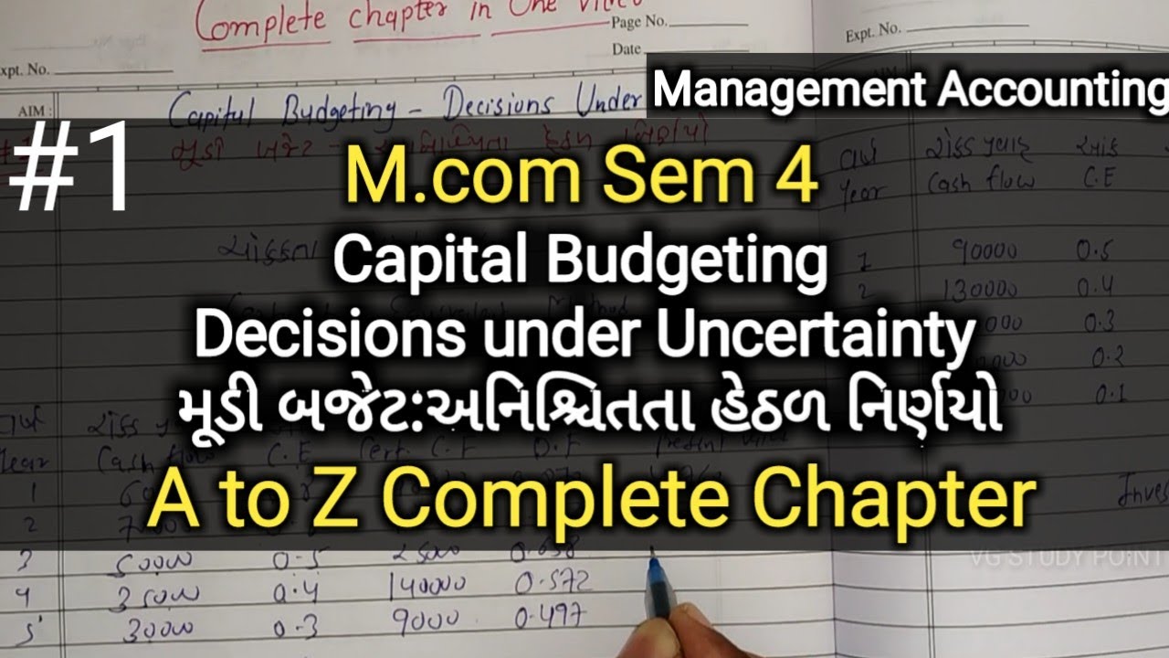 #1 Capital Budgeting: Decision under uncertainty મૂડી બજેટ | Complete Chapter | M.com Sem 4 | Mng Ac