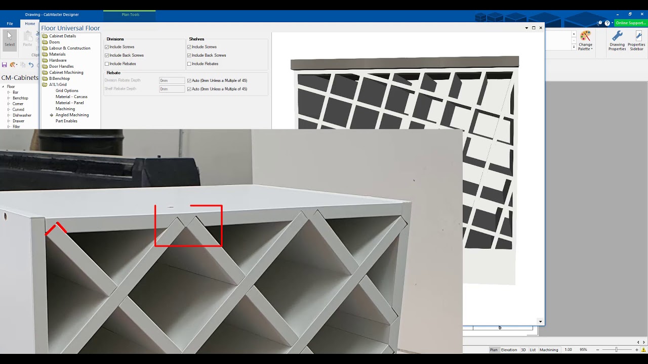 Designing a Diagonal Wine Rack Using the Universal Grid