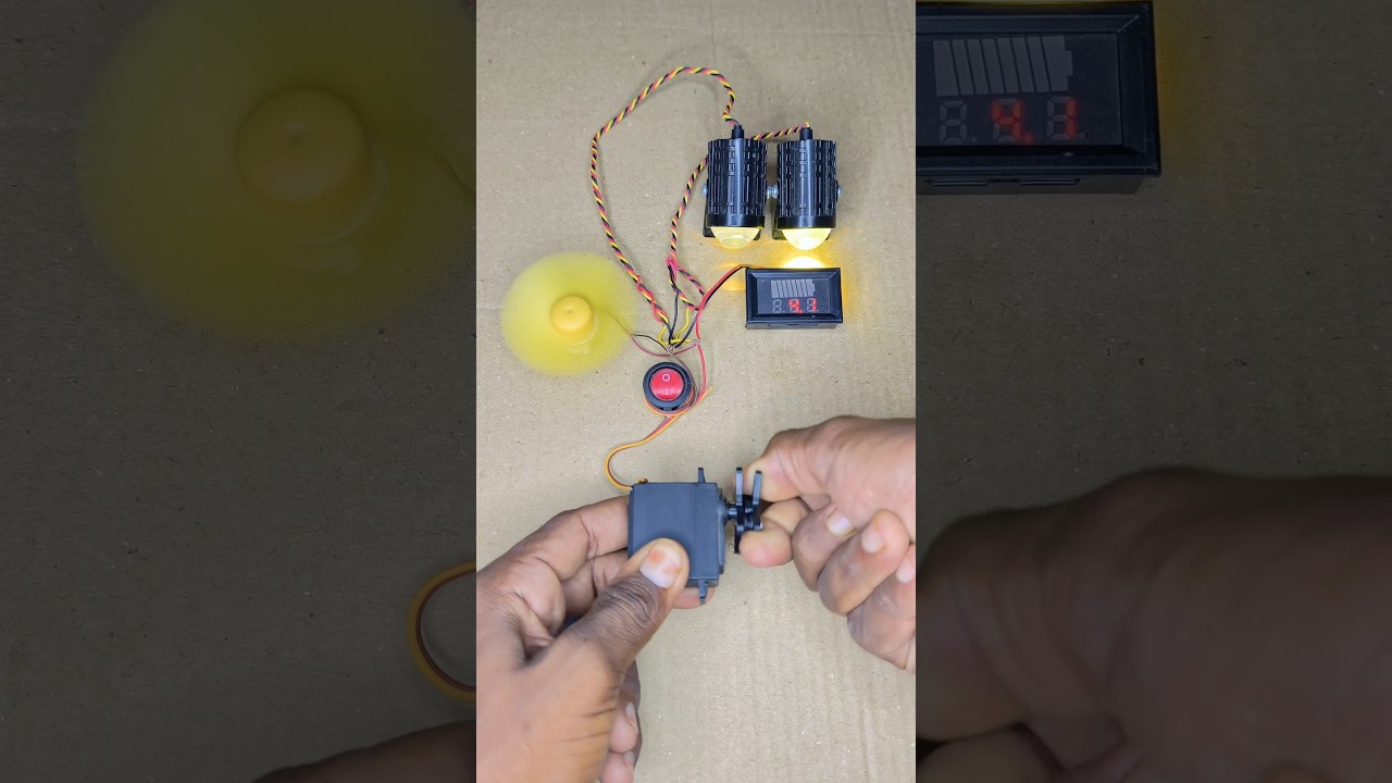 Two Bike Bulb Light or 6v Fan & Voltmeter Powering Using Gear Metal Servo Genrator &bull; Dc Motor Power