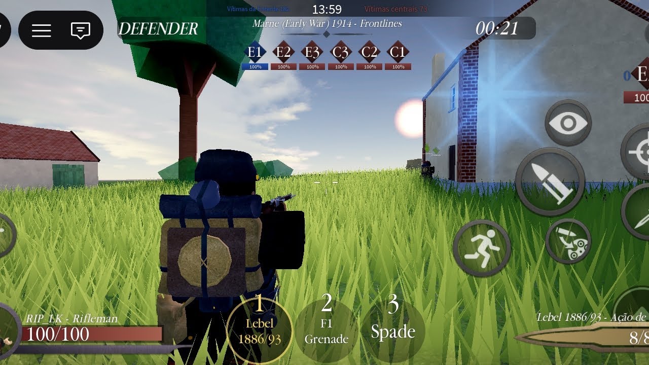 Joguei o jogo de guerra no Roblox