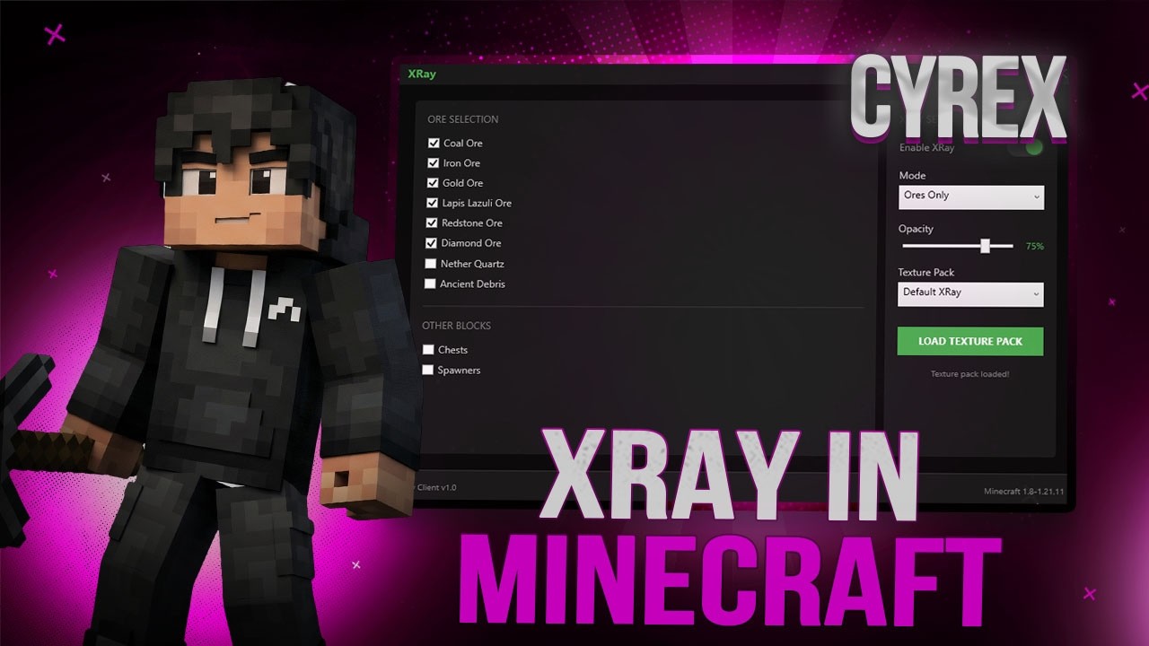 Пакет текстур Xray для Minecraft 1.21.10 | Как получить ресурс/текстуру XRAY БЕСПЛАТНО