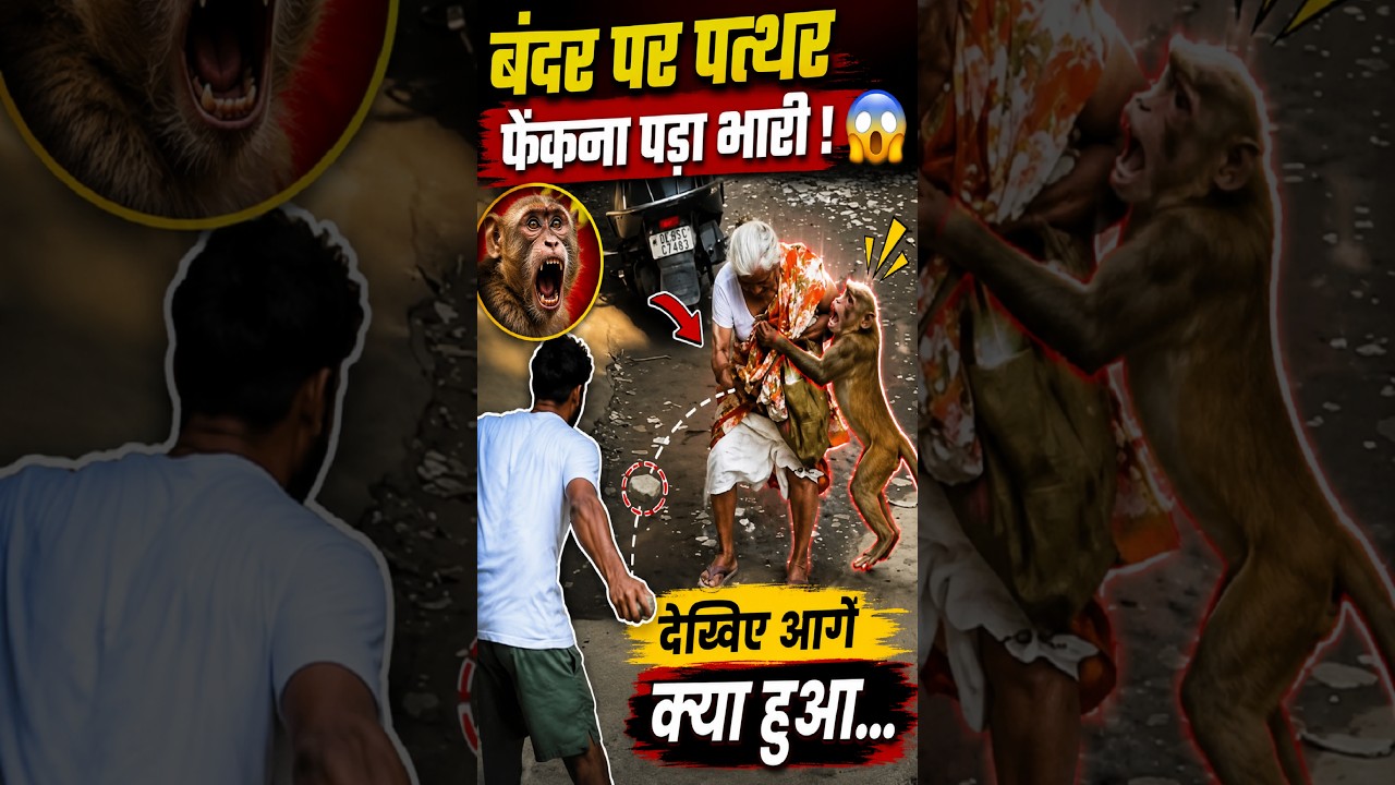 👉 🐒 बंदर पर पत्थर फेंकना पड़ा भारी ! देखिए आगे क्या हुआ.. | #shortsfeed #viralvideo #shorts