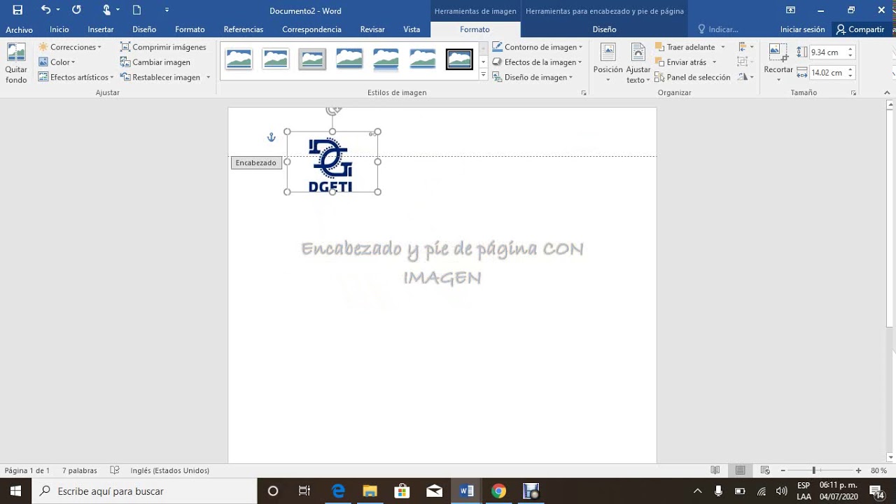 ENCABEZADO CON IMAGEN EN WORD