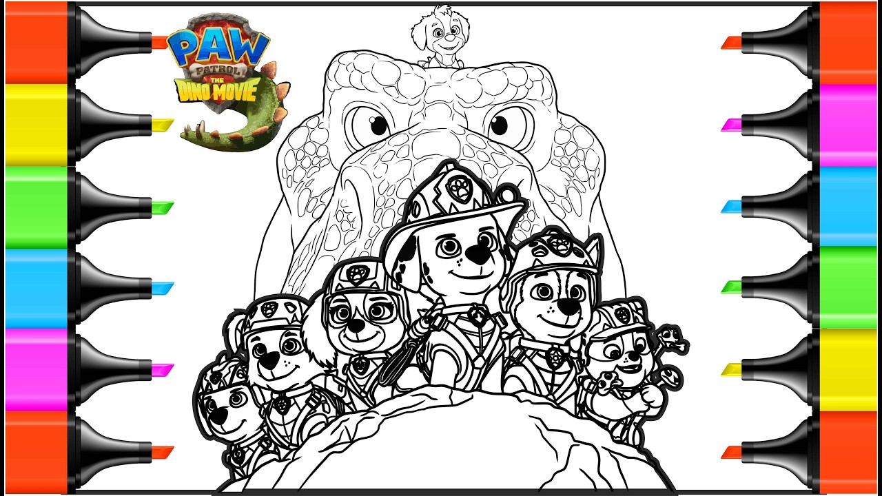 Paw patrol dino movie official poster coloring page