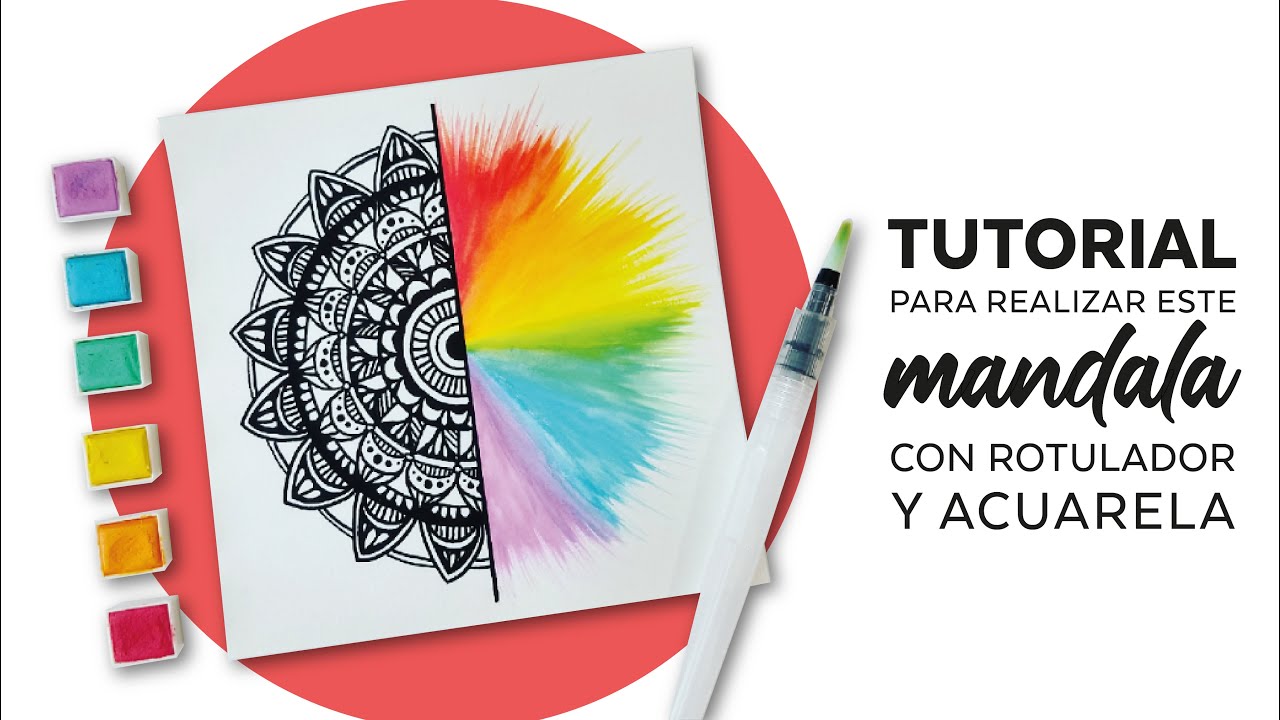 Mandala | Tutorial cómo hacer un Mandala mitad Rotulador y mitad Acuarela paso a paso [CC]