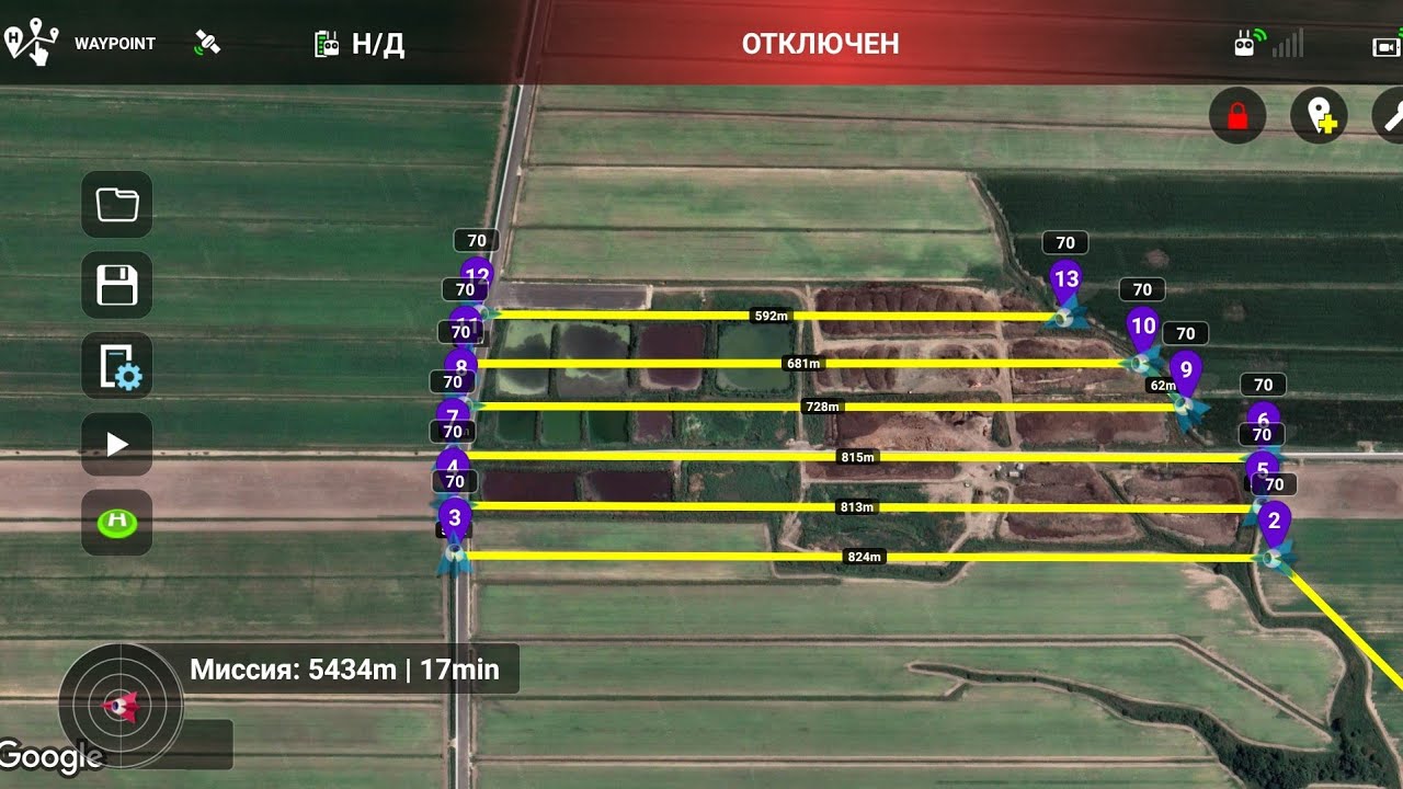 Автоматическая съёмка ортофотоплана litchi mini se