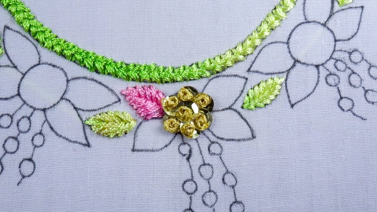 Beads & Sequence hand embroidery neck design for dress with silk, gorgeous beads work Neck Design