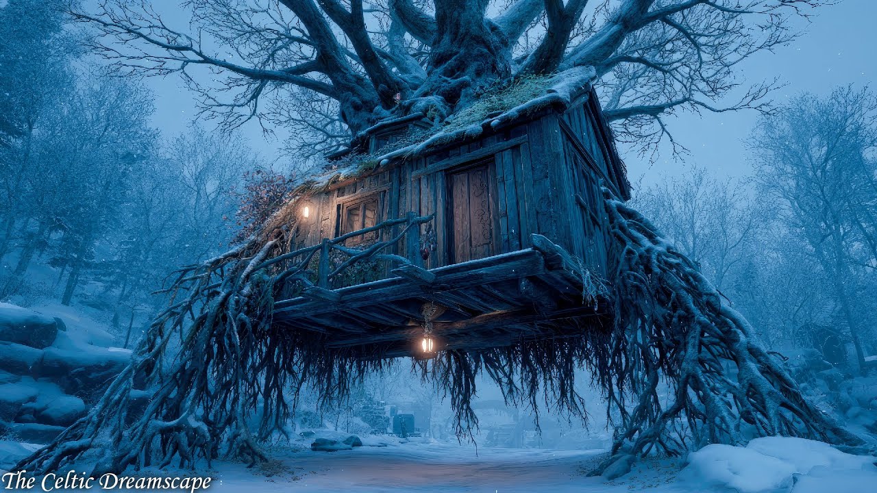 The Hidden Cottage of the Frosted Forest | Medieval Celtic Winter Ambience for Study & Focus