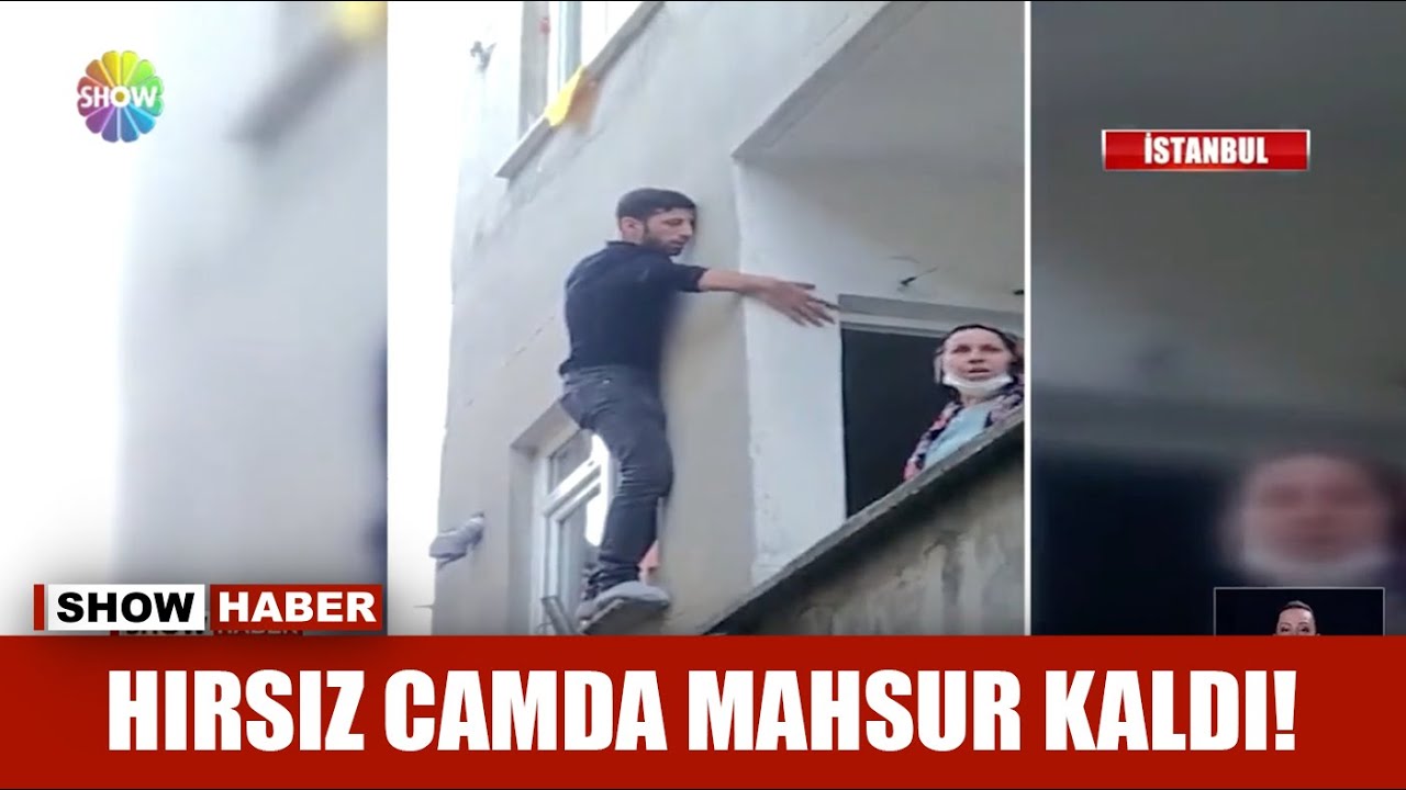 Hırsız camda mahsur kaldı!