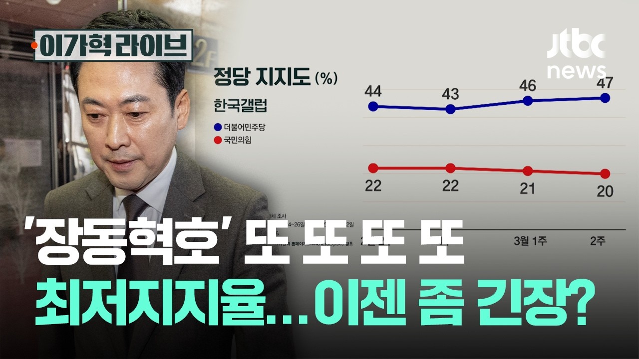 '장동혁호' 또 또 또 또, 최저지지율…이젠 좀 긴장?｜이가혁 라이브