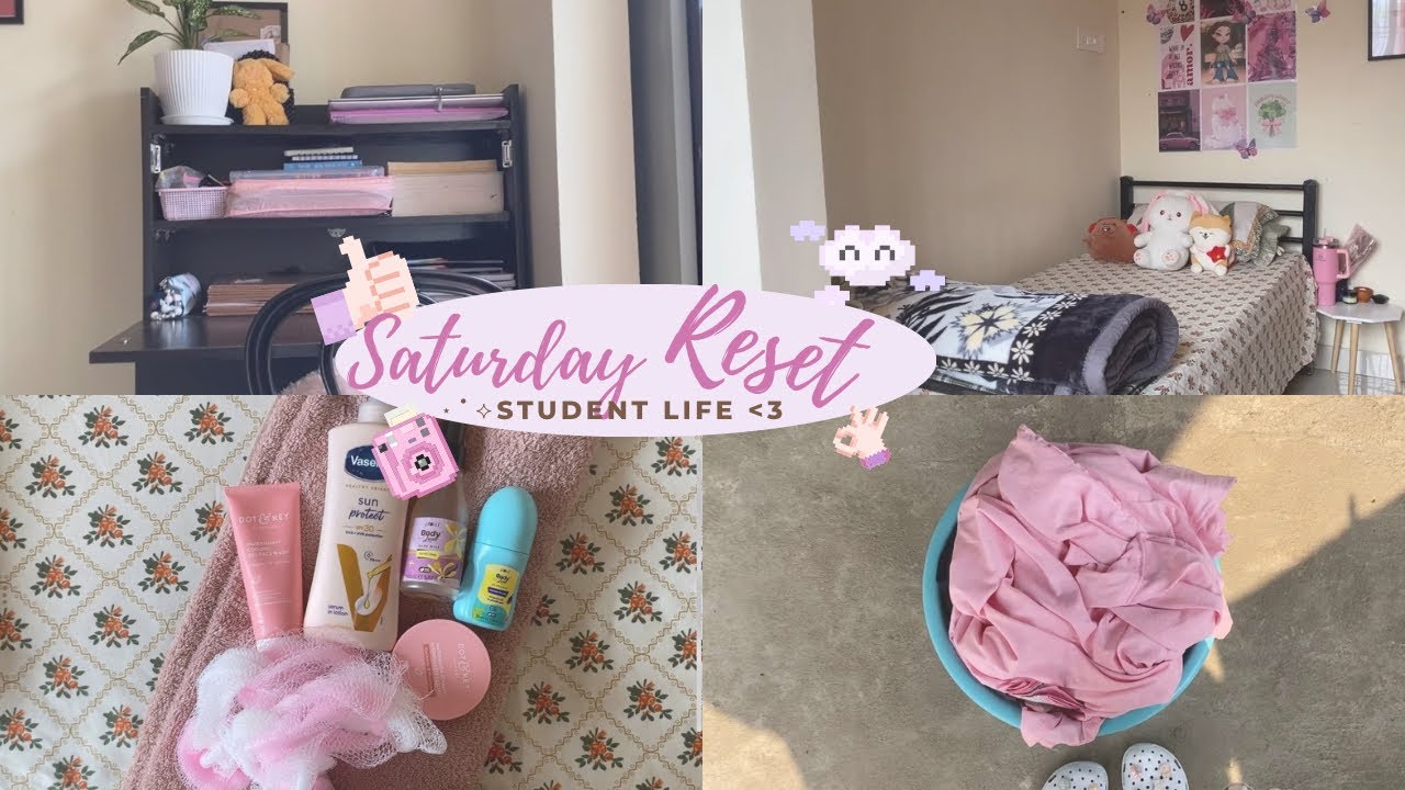 Saturday Reset | Cleaning My Tiny Student Room + Laundry Day🧺🩰˚˖𓍢 🦢✧˚.🎀